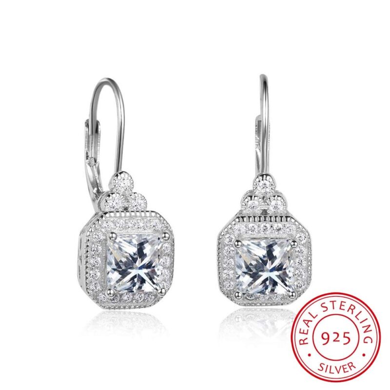 925 Sterling Silver Rhinestone Earrings