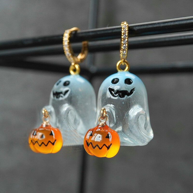 Spooky Chic Ghost Pumpkin Earrings - Image 3
