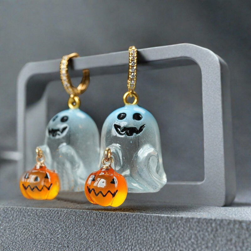 Spooky Chic Ghost Pumpkin Earrings